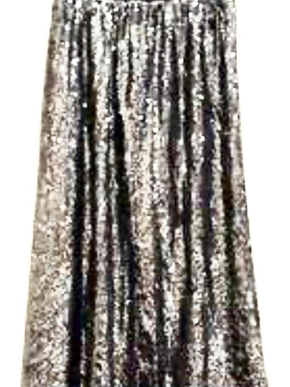 DR2 Silver Sequin Midi Skirt Size S Black Waistband
